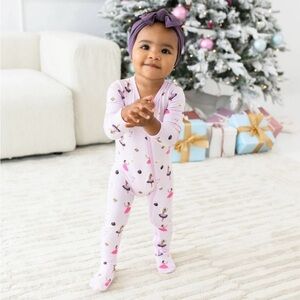 Kyte Baby Newborn Bamboo Sugar Plum Fairy Nutcracker Print Footed Pajamas